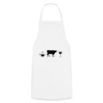 Vin de café et vache - - Tablier de cuisine - blanc - Devant - AI Model Male 185 dark (185cm)