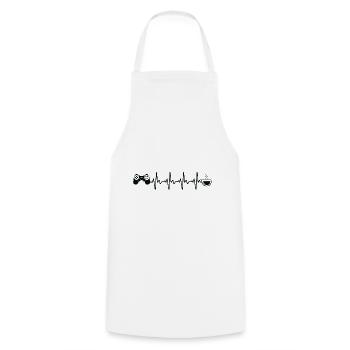 Kaffee-Heartbeat-Spiel - GA - Kochschürze - Weiß - Vorne - AI Model Male 185 dark (185cm)