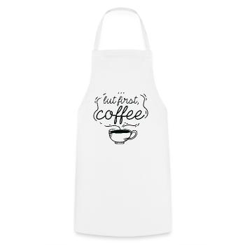 ... Aber zuerst, Kaffee - Kochschürze - Weiß - Vorne - AI Model Male 185 dark (185cm)