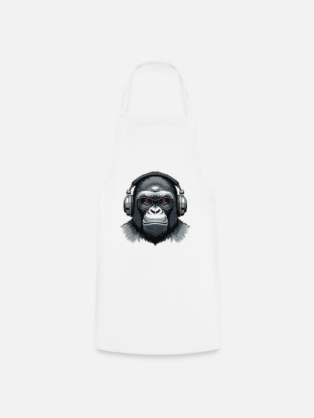 Gorilla with Headphones - Kochschürze - Weiß