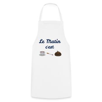 Le matin c'est...humour - Tablier de cuisine - blanc - Devant - AI Model Male 185 dark (185cm)