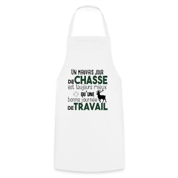 Chasse Chasseur Hunter Humour Cadeau Citations - Tablier de cuisine - blanc - Devant - AI Model Male 185 dark (185cm)
