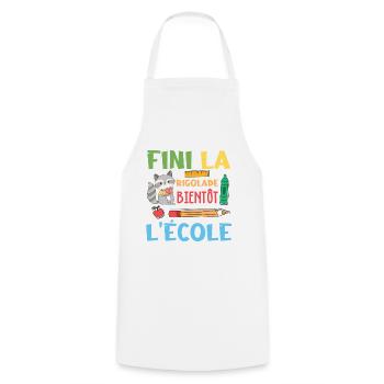 Fini La Rigolade Bientôt L École rentrée scolaire - Tablier de cuisine - blanc - Devant - AI Model Male 185 dark (185cm)