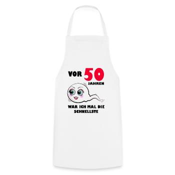 50 Geburtstag Frauen 1971 Jahrgang 50. Jubiläum - Kochschürze - Weiß - Vorne - AI Model Male 185 dark (185cm)