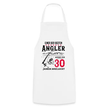Anglergeschenk zum 30 Geburtstag 30 Ehrentag - Kochschürze - Weiß - Vorne - AI Model Male 185 dark (185cm)