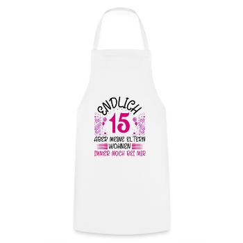 15. Geburtstag Mädchen Geschenk lustig Endlich 15 - Kochschürze - Weiß - Vorne - AI Model Male 185 dark (185cm)
