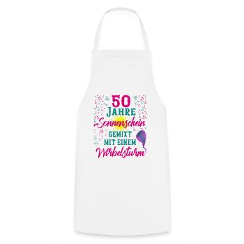 50 Geburtstag Frauen Geschenk 50 Jahre Geburtstag - Kochschürze - Weiß - Vorne - AI Model Male 185 dark (185cm)