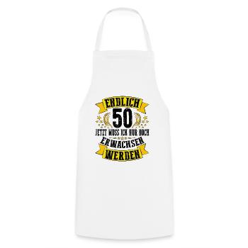 50. Geburtstag Mann 50.Ehrentag 50. Jubiläum Fun - Kochschürze - Weiß - Vorne - AI Model Male 185 dark (185cm)