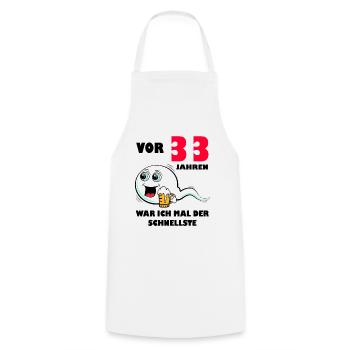 33. Geburtstag lustig 33.Ehrentag 33. Jubiläum - Kochschürze - Weiß - Vorne - AI Model Male 185 dark (185cm)