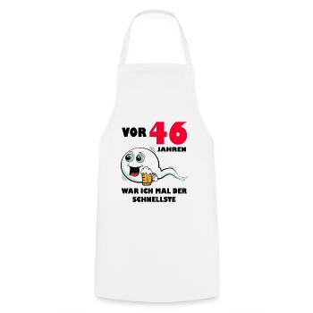 46. Geburtstag lustig 46.Ehrentag 46. Jubiläum - Kochschürze - Weiß - Vorne - AI Model Male 185 dark (185cm)