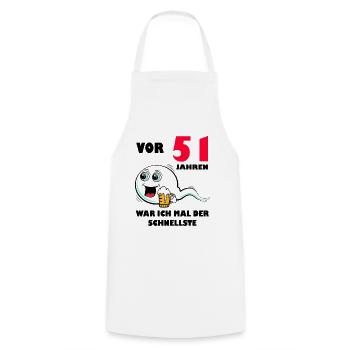 51. Geburtstag lustig 51.Ehrentag 51. Jubiläum - Kochschürze - Weiß - Vorne - AI Model Male 185 dark (185cm)