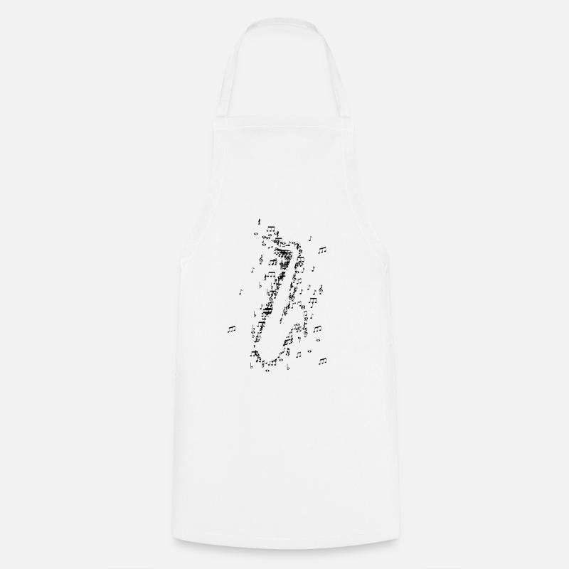 Saxophones en notes de musique - Tablier de cuisine - blanc
