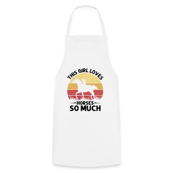 This girl loves horses so much Western culture - Cooking Apron - white - Front - AI Model Male 185 dark (185cm)