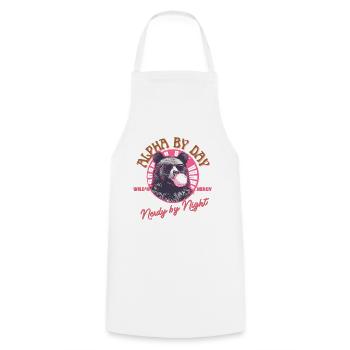 Bear with pink chewing gum and sunglasses - Cooking Apron - white - Front - AI Model Male 185 dark (185cm)