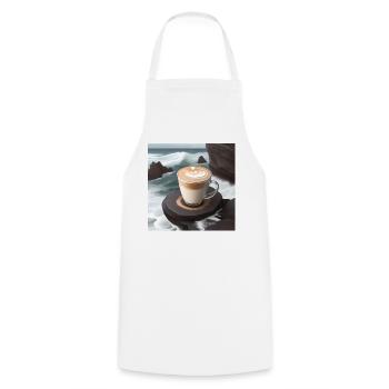 Stormy Sea Latte Art - Cooking Apron - white - Front - AI Model Male 185 dark (185cm)