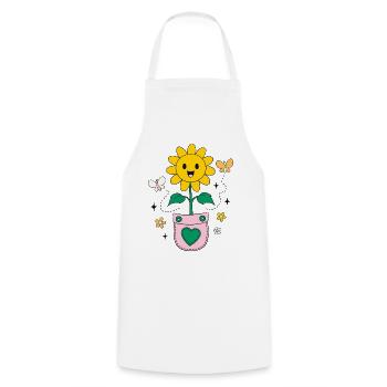 Positive Vibes Sunflower Pocket Design - Cooking Apron - white - Front - AI Model Male 185 dark (185cm)