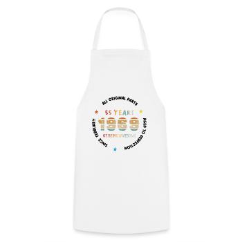 55 Years Old Made In 1969 Vintage February 1969 - Cooking Apron - white - Front - AI Model Male 185 dark (185cm)