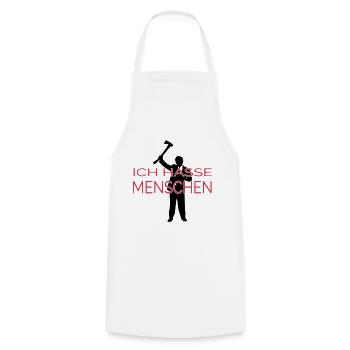 ICH HASSE MENSCHEN (v) - Kochschürze - Weiß - Vorne - AI Model Male 185 dark (185cm)