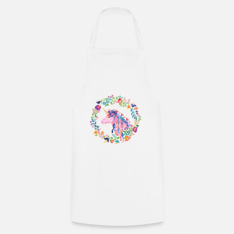 Fleurs de licorne multicolores - Tablier de cuisine - blanc