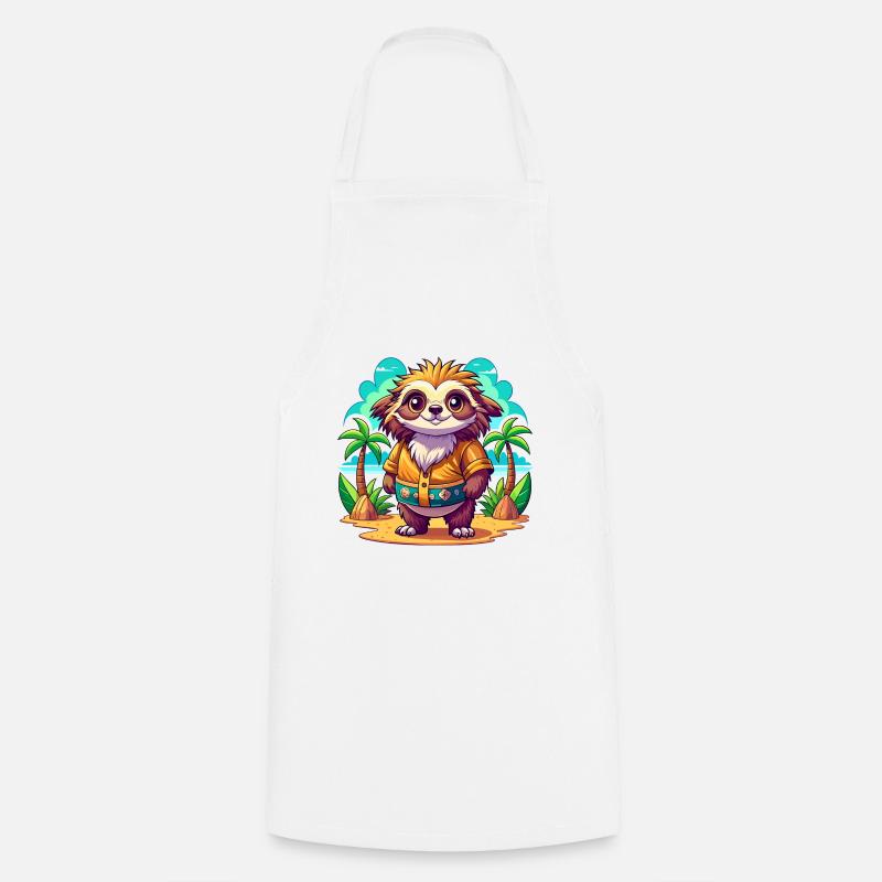Cute holiday sloth - Cooking Apron - white