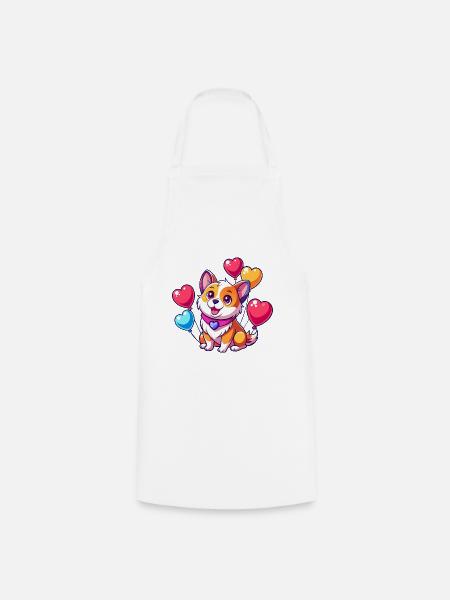 Dog with colorful balloons - Cooking Apron - white