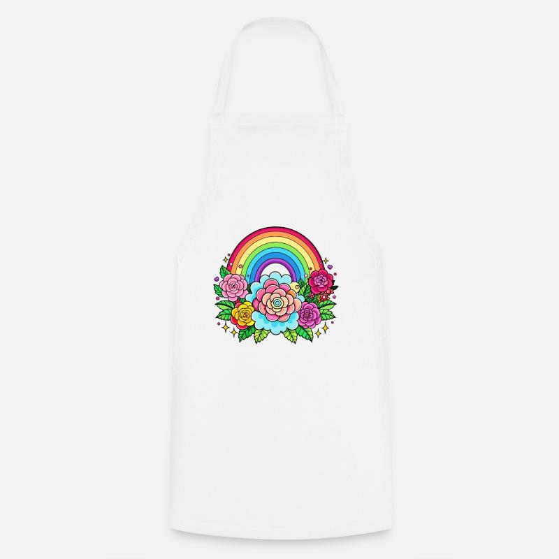 Blumiger Regenbogen - Kochschürze - Weiß