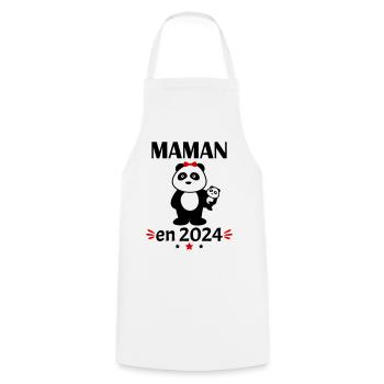 Maman en 2024, annonce grossesse, famille - Tablier de cuisine - blanc - Devant - AI Model Male 185 dark (185cm)