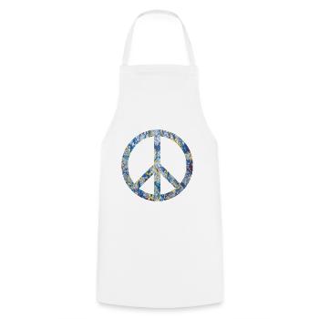 symbole de la paix e 205 - Tablier de cuisine - blanc - Devant - AI Model Male 185 dark (185cm)