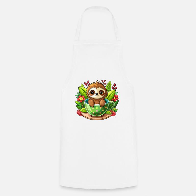 Sloth in cup - Cooking Apron - white