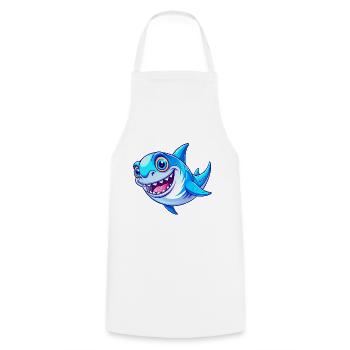 Requin mignon - Tablier de cuisine - blanc - Devant - AI Model Male 185 dark (185cm)
