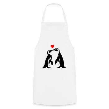 Pinguin - Paar mit Herz, Liebe - Kochschürze - Weiß - Vorne - AI Model Male 185 dark (185cm)