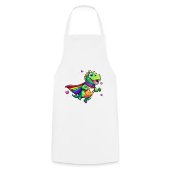 Dino super-héros - Tablier de cuisine - blanc - Devant - AI Model Male 185 dark (185cm)