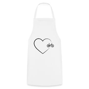 Heart 2 and Bike - - Cooking Apron - white - Front - AI Model Male 185 dark (185cm)