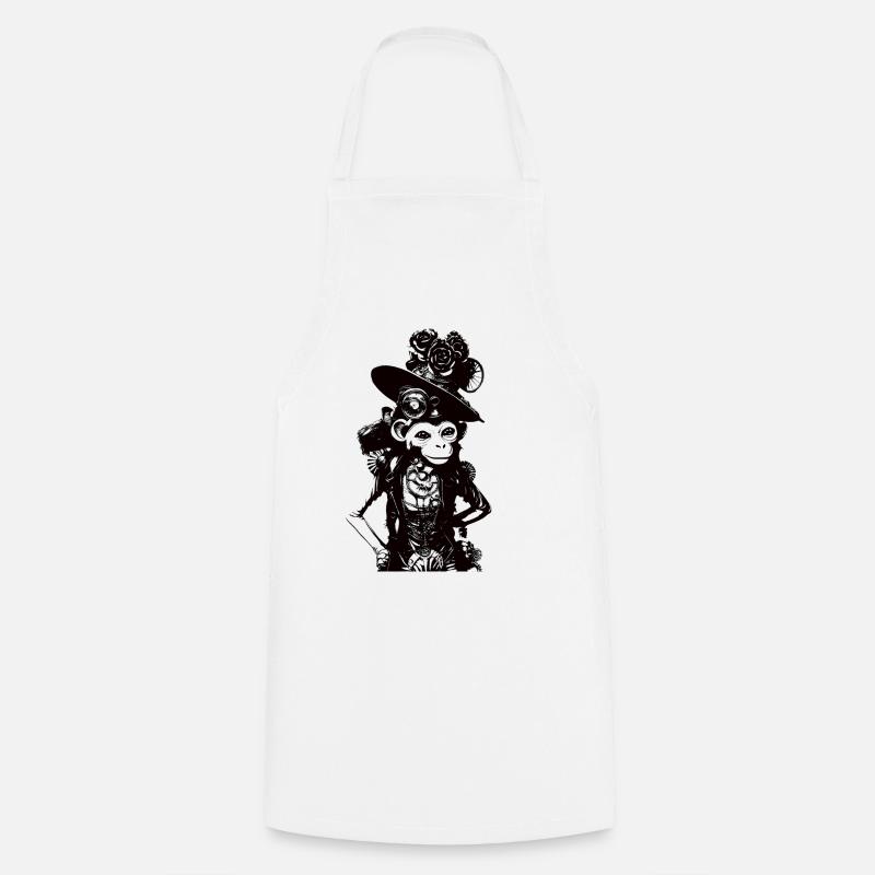 Steampunk crazy Monkey im einzigartigen Design - Kochschürze - Weiß