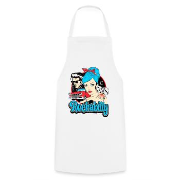 Rockabilly Pin-Up Vintage Rocker Rétro - Tablier de cuisine - blanc - Devant - AI Model Male 185 dark (185cm)