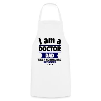 Papa Docteur : Cadeau pour la fête des pères - Tablier de cuisine - blanc - Devant - AI Model Male 185 dark (185cm)