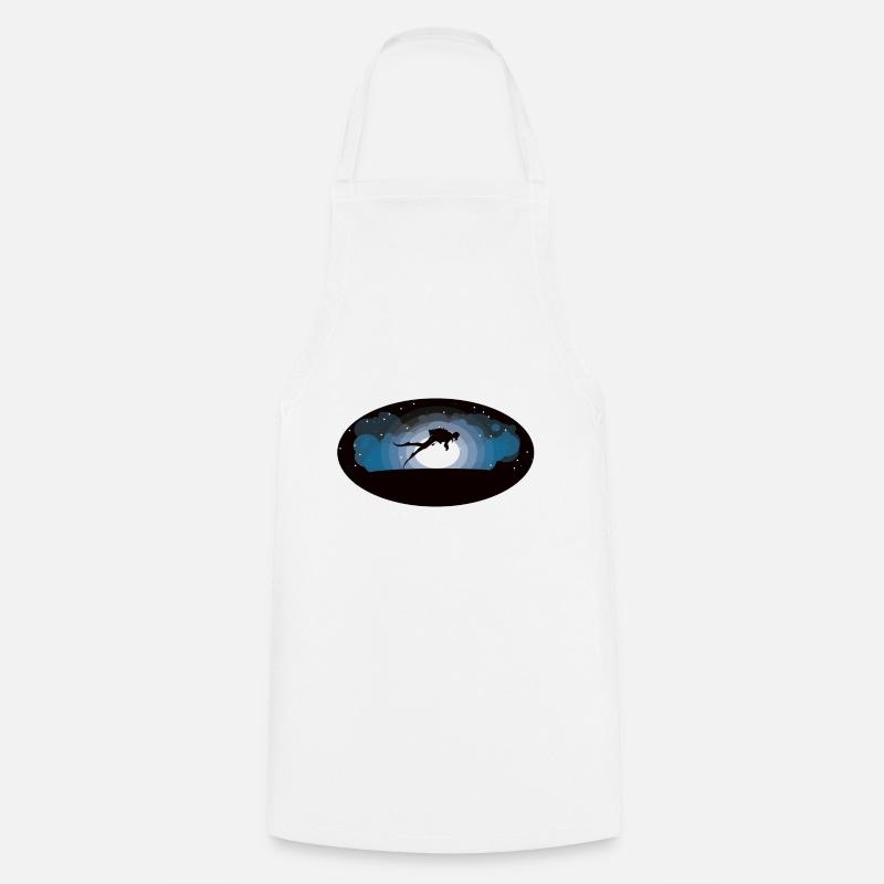Plongée au clair de lune - pour les romantiques sous-marins - Tablier de cuisine - blanc