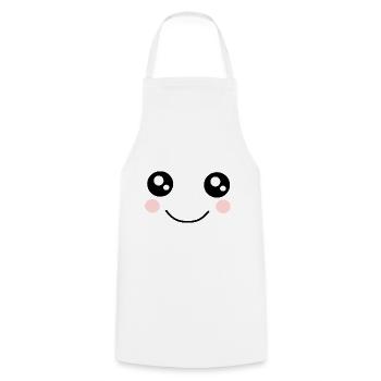 Kawaii, eyes, face - Cooking Apron - white - Front - AI Model Male 185 dark (185cm)