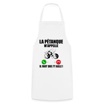 Pétanque calls me, Bouliste gift - Cooking Apron - white - Front - AI Model Male 185 dark (185cm)