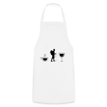 coffee wine and hiking - - Cooking Apron - white - Front - AI Model Male 185 dark (185cm)