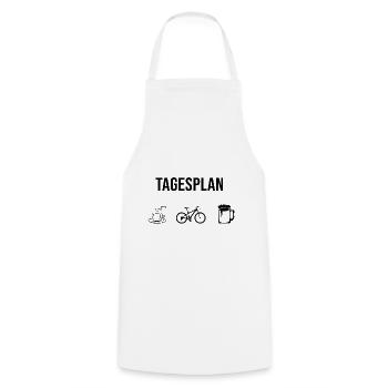 Tagsplan Kaffee, Fahrrad und Bier - - Kochschürze - Weiß - Vorne - AI Model Male 185 dark (185cm)