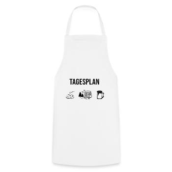 Tagsplan Kaffee, Camping und Bier - - Kochschürze - Weiß - Vorne - AI Model Male 185 dark (185cm)