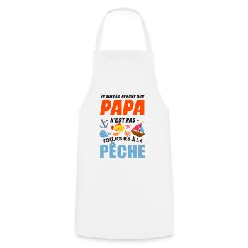 Papa Pêche Pêcheur Bébé Nourrisson Naissance - Tablier de cuisine - blanc - Devant - AI Model Male 185 dark (185cm)