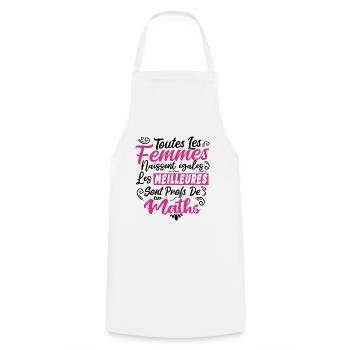 Prof Professeur Maths Métier Humour Cadeau - Tablier de cuisine - blanc - Devant - AI Model Male 185 dark (185cm)