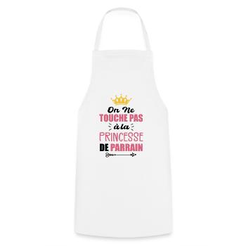 On Ne Touche Pas à la Princesse de Parrain Cadeau - Tablier de cuisine - blanc - Devant - AI Model Male 185 dark (185cm)