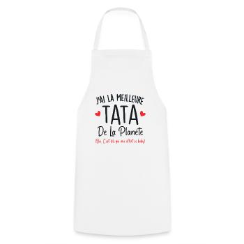J'ai la meilleure tata de la planète - Tablier de cuisine - blanc - Devant - AI Model Male 185 dark (185cm)