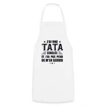 J'ai Une Tata Cinglée - Tablier de cuisine - blanc - Devant - AI Model Male 185 dark (185cm)
