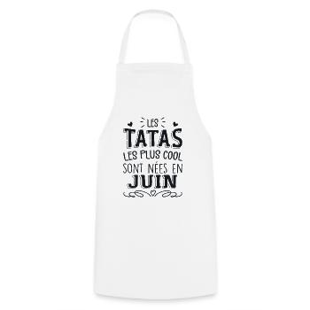 Anniversaire Tante Tata Juin Cadeau - Tablier de cuisine - blanc - Devant - AI Model Male 185 dark (185cm)