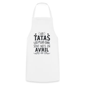 Anniversaire Tante Tata Avril Cadeau - Tablier de cuisine - blanc - Devant - AI Model Male 185 dark (185cm)