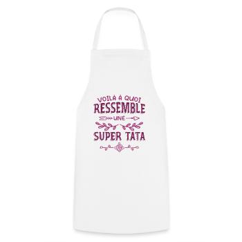 Super Tata Humour Idée Cadeau Tante Tatie - Tablier de cuisine - blanc - Devant - AI Model Male 185 dark (185cm)